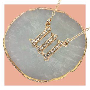 111 Angel Number Necklace Gold Plated Rhinestone Pendant & Cable Chain Jewelry